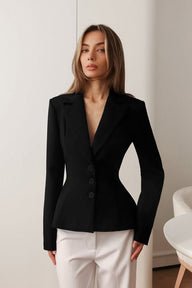 Valerie Getailleerde Blazer met V-hals en Vulling op de Schouders