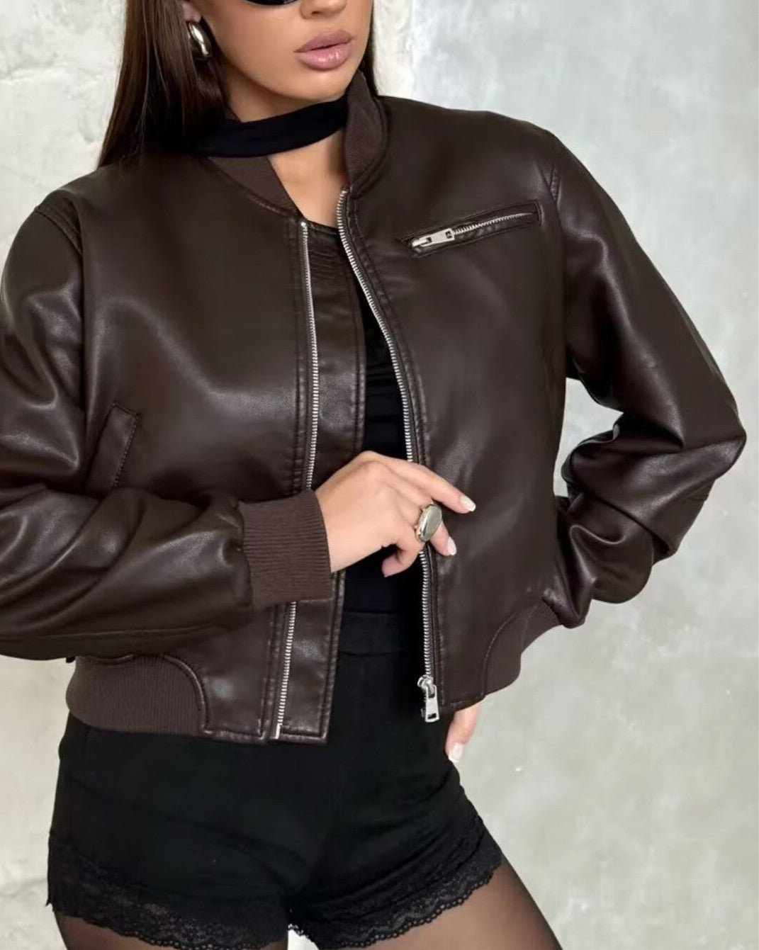 SOERA Arabella Faux Leather Bomber Jacket - Jackets - 1005008920972081-;LG1775552729057486289 S