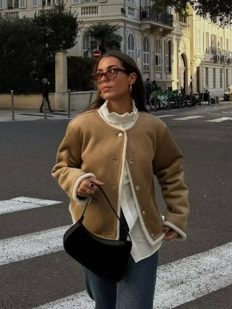 SOERA Aralyn Faux Fur Suede Coat - Jackets - 1005009972956325-;WU1764887228032251226 Beige S