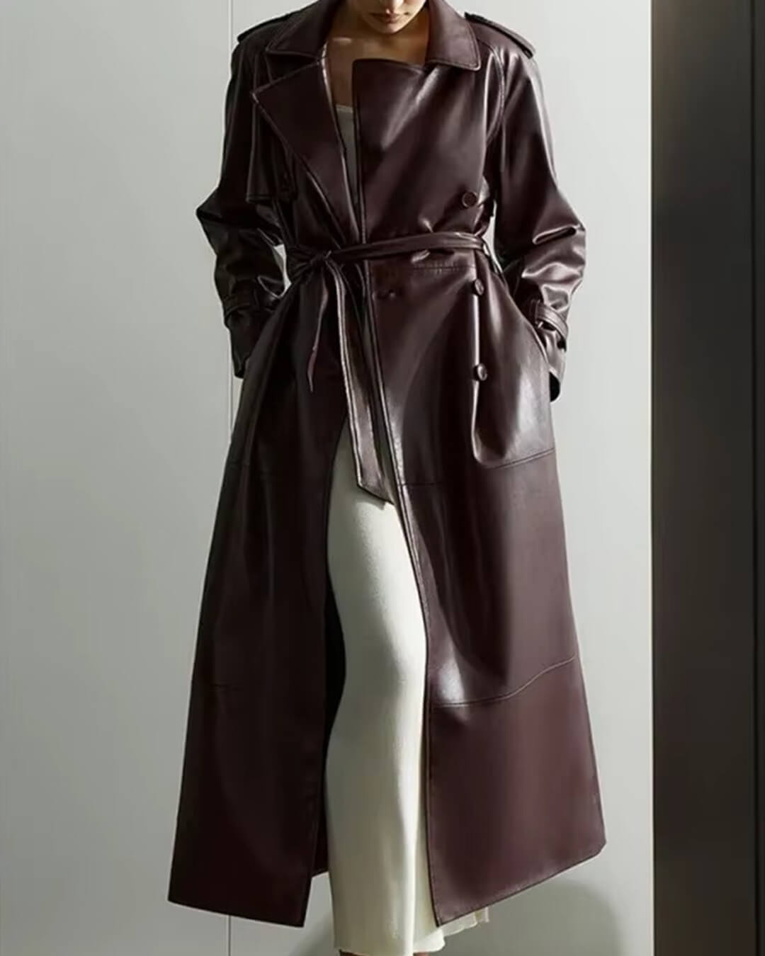 SOERA Cassy Faux Leather Maxi Trench Coat - Jackets - AV1764442362183661000 Burgundy M