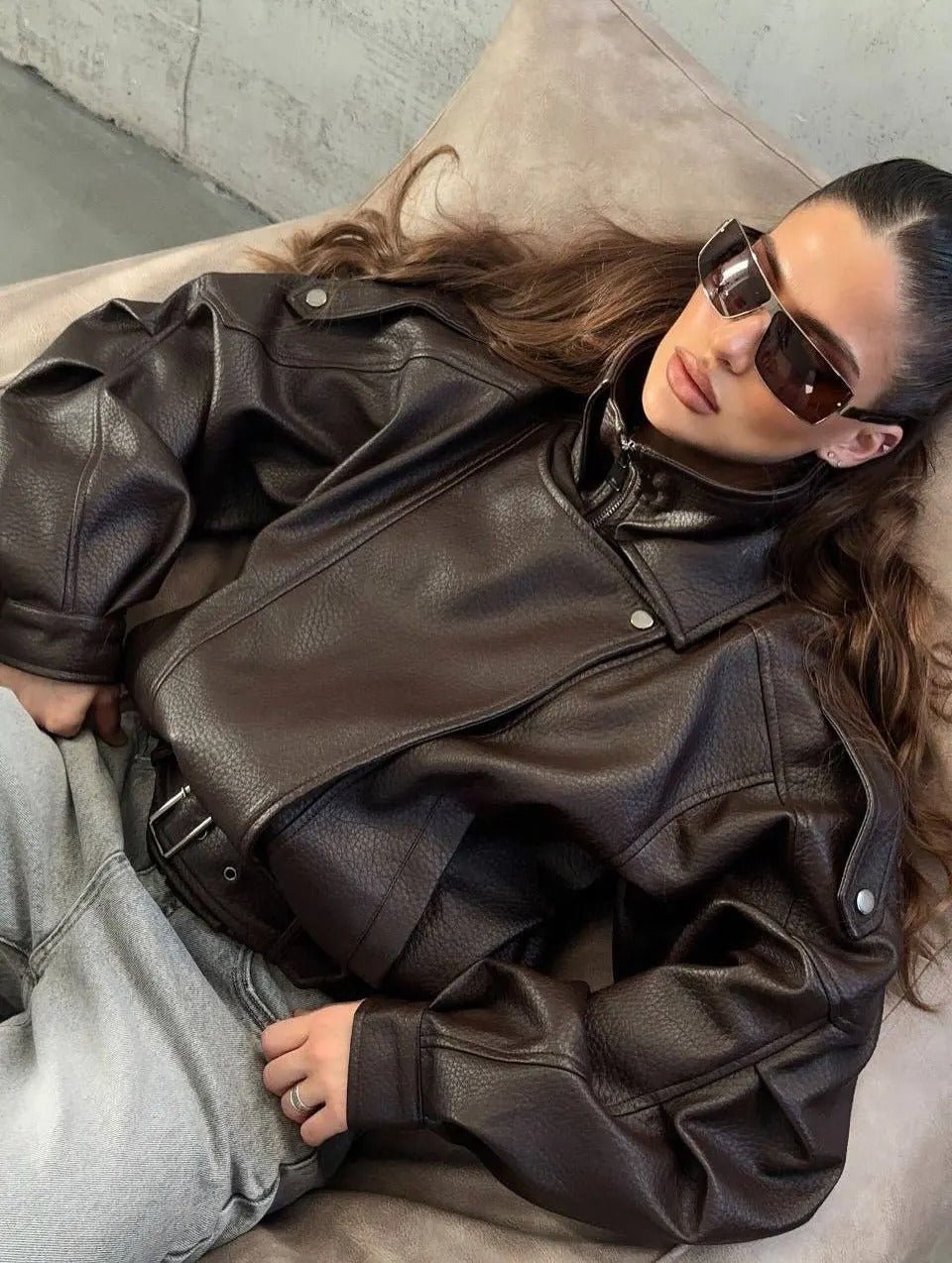 SOERA Denise Belted Leather Jacket - Jackets -  Burgundy S