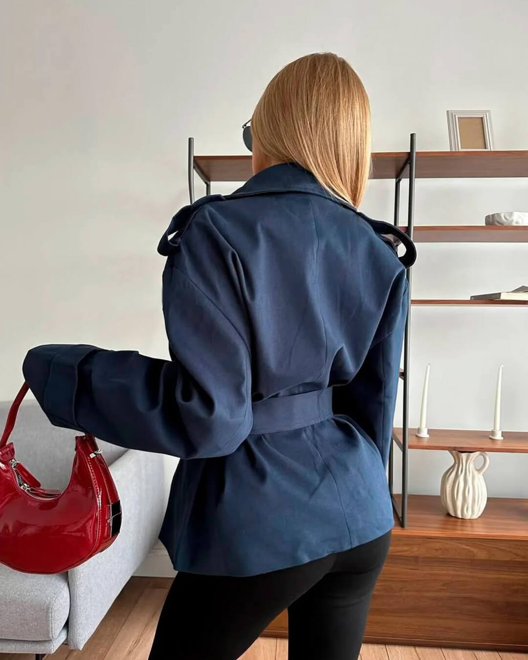 SOERA Dorothy Lace Up Short Trench Coat - Jackets - 1005011800038387-;on1774869391306529483 Navy M