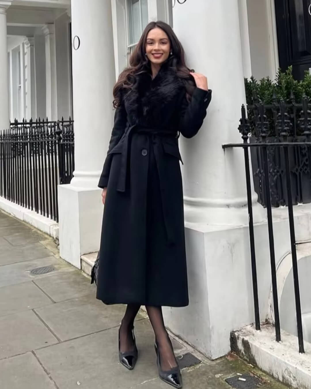 SOERA Flora Faux Fur Collar Maxi Coat - Jackets - 1005008156822535-;pS1764102180812304319 Black XS