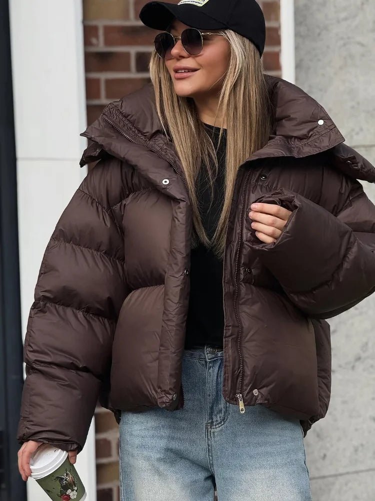 SOERA Gaia Short Hooded Puffer Jacket - Jackets - IA1761122304055374283 Brown M