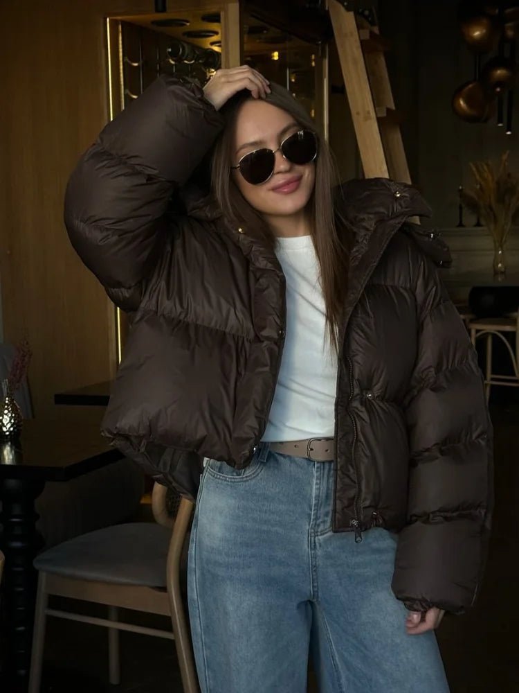 SOERA Gaia Short Hooded Puffer Jacket - Jackets - XP1761122304055473507 Brown L