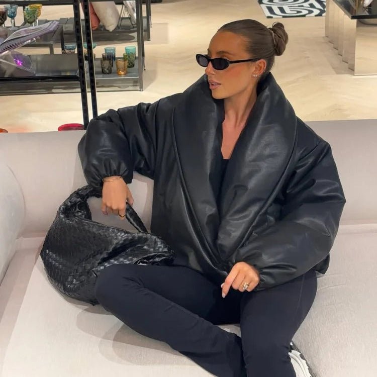 SOERA Lara Lapel Leather Jacket - Jackets - 3256809702498561-;qe1767257410833354026 Black S