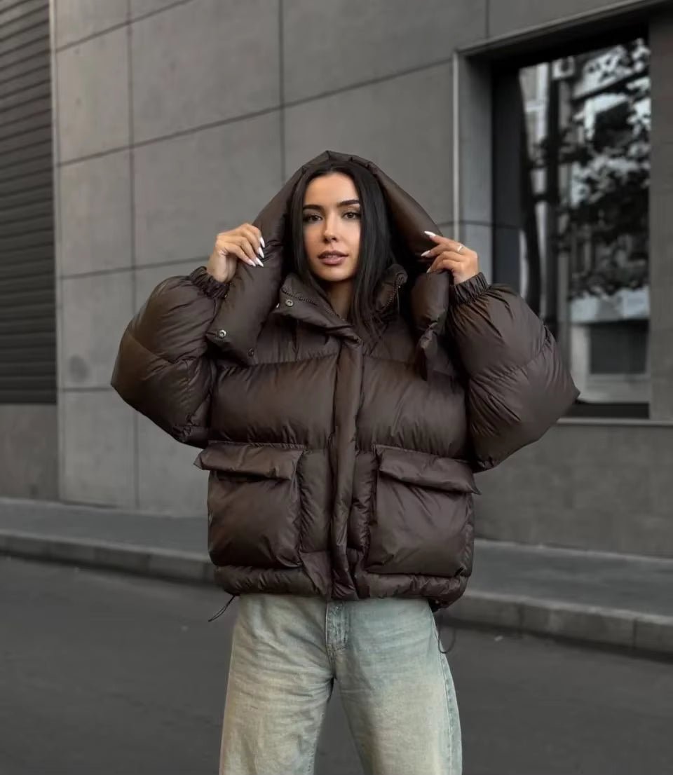 SOERA Lena Cropped Quilted Puffer Jacket - Jackets - SOERA-187331-BRO-S-66691 Brown S