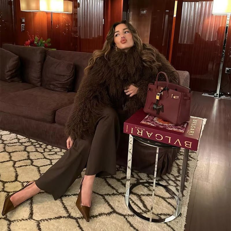 SOERA Liza Fuzzy Faux Fur Coat - Jackets - gO1764442362180616400 Black XS