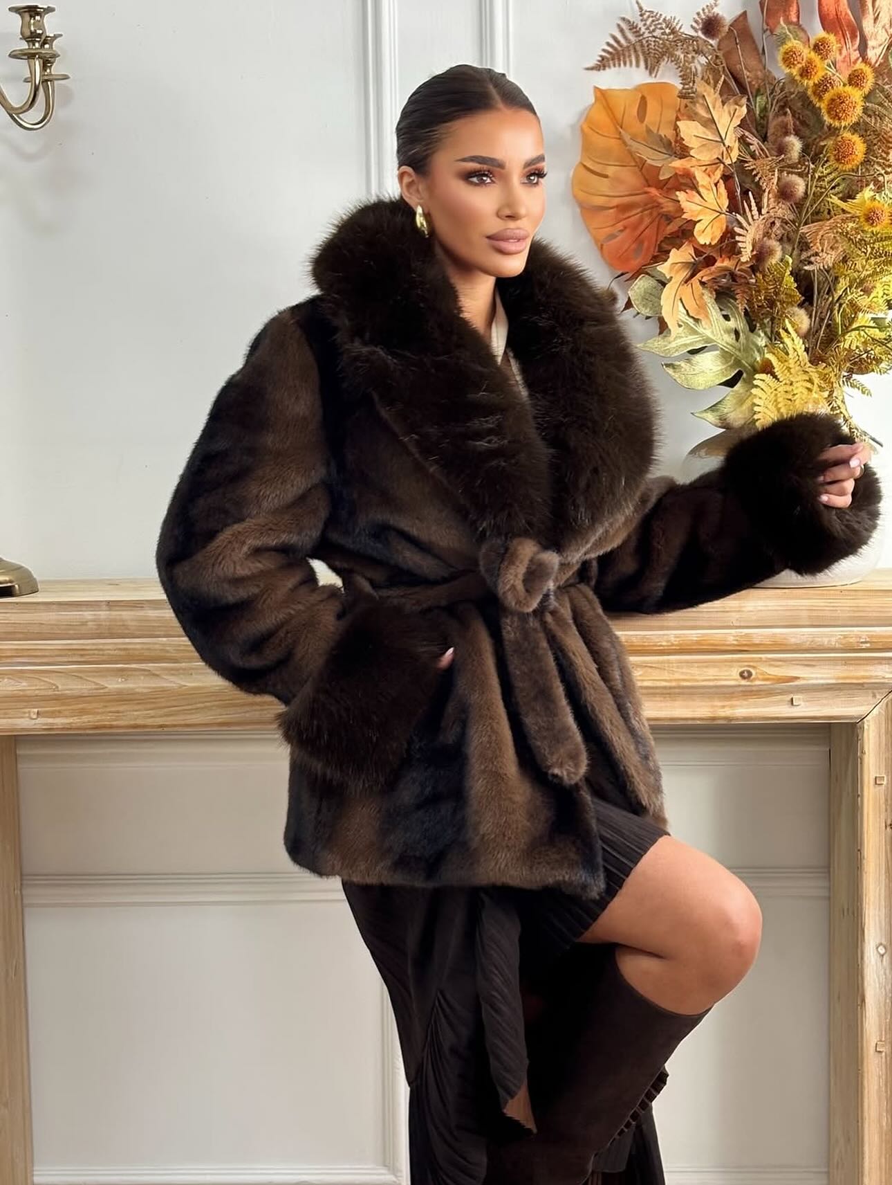 SOERA Louise Faux Fur Coat - Jackets -  L Coffee