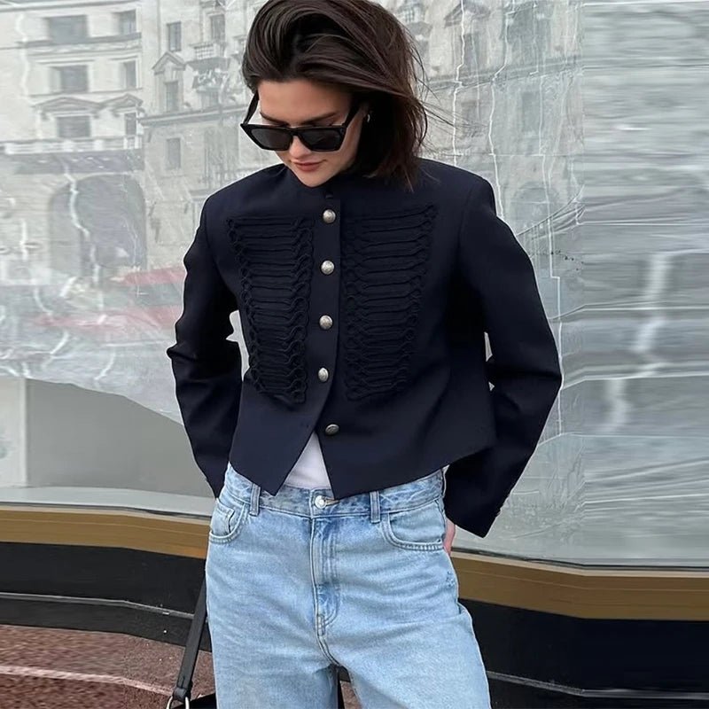 SOERA Nadya Stand Collar Napoleon Jacket - Jackets - 1005010480314074-;Hp1774621553170047402 XS