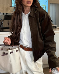 Nicole corduroy bomber met puntkraag
