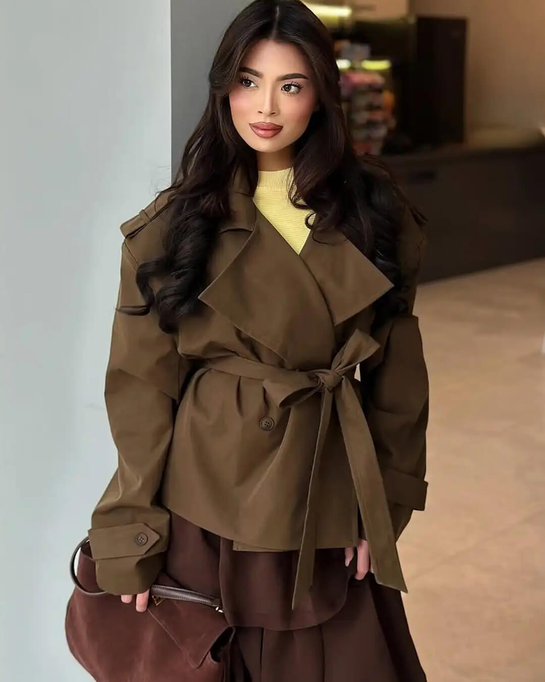 SOERA Sandy Lace Up Short Trench Coat - Jackets - 1005010782864095-;vK1773321573222349254 Light Brown XS