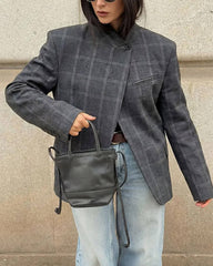 Aerona ruit. Blazer met opstaande kraag