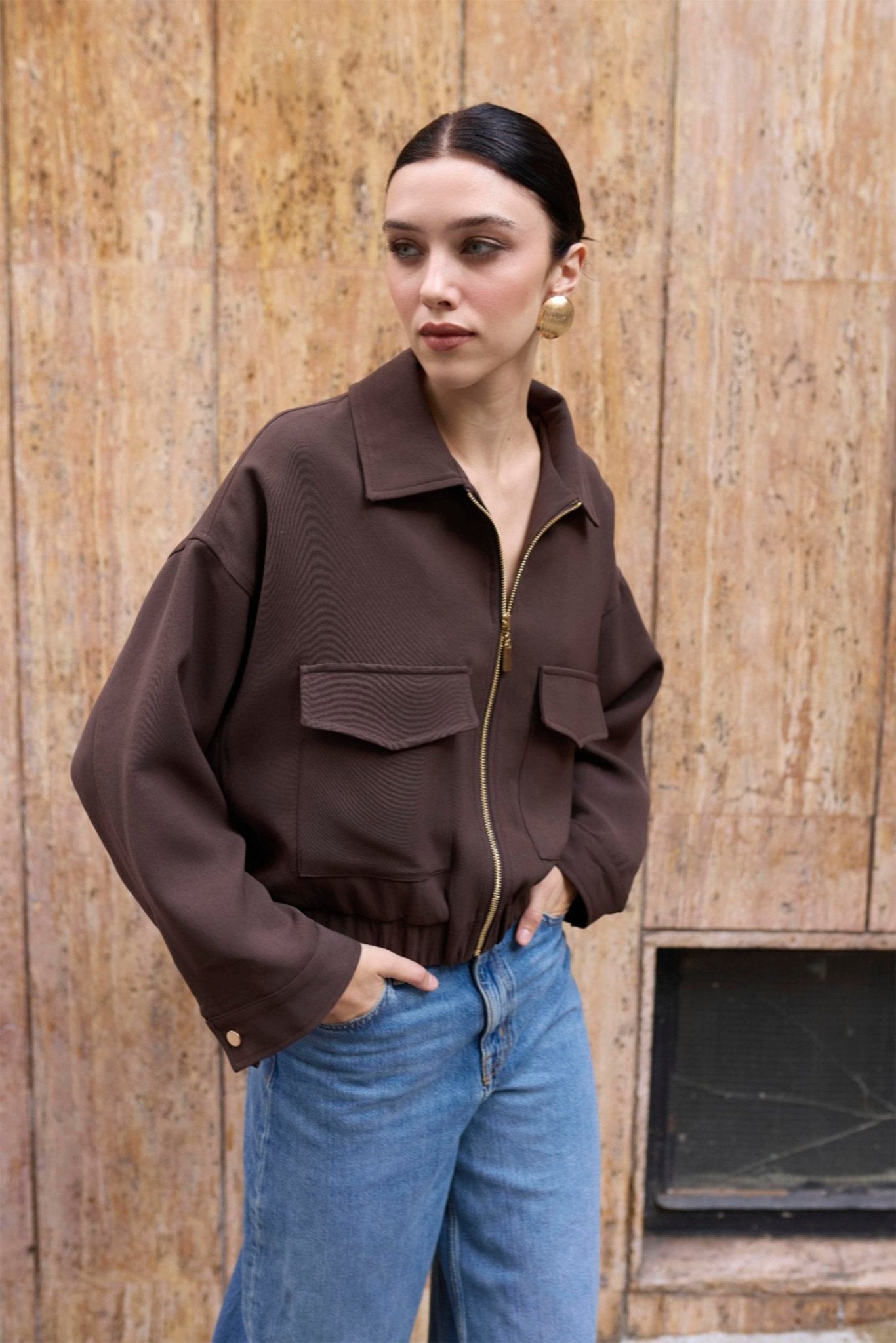 SOERA Zoey Zip Up Pocket Jacket - Jackets - 1005010155299500-;ZY1774621553279476284 Dark Brown M