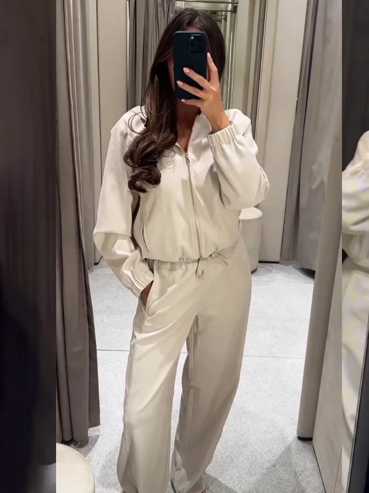 SOERA Amirah Hooded Tracksuit Set - Matching Sets -  Beige Set