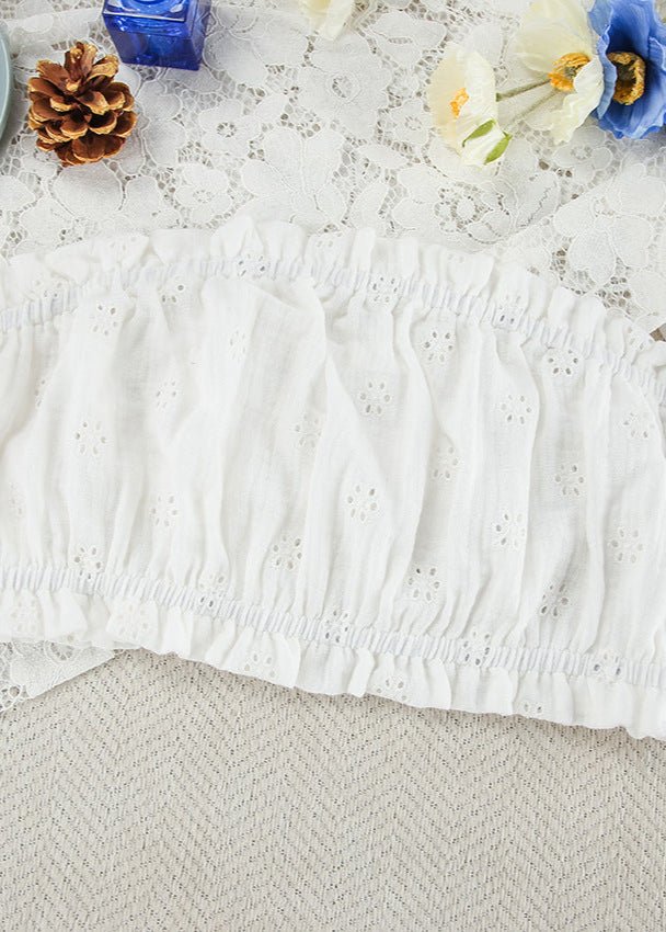 SOERA Beatrice Eyelet Ruffle Shorts Set - Matching Sets -  White 3 Piece Set M