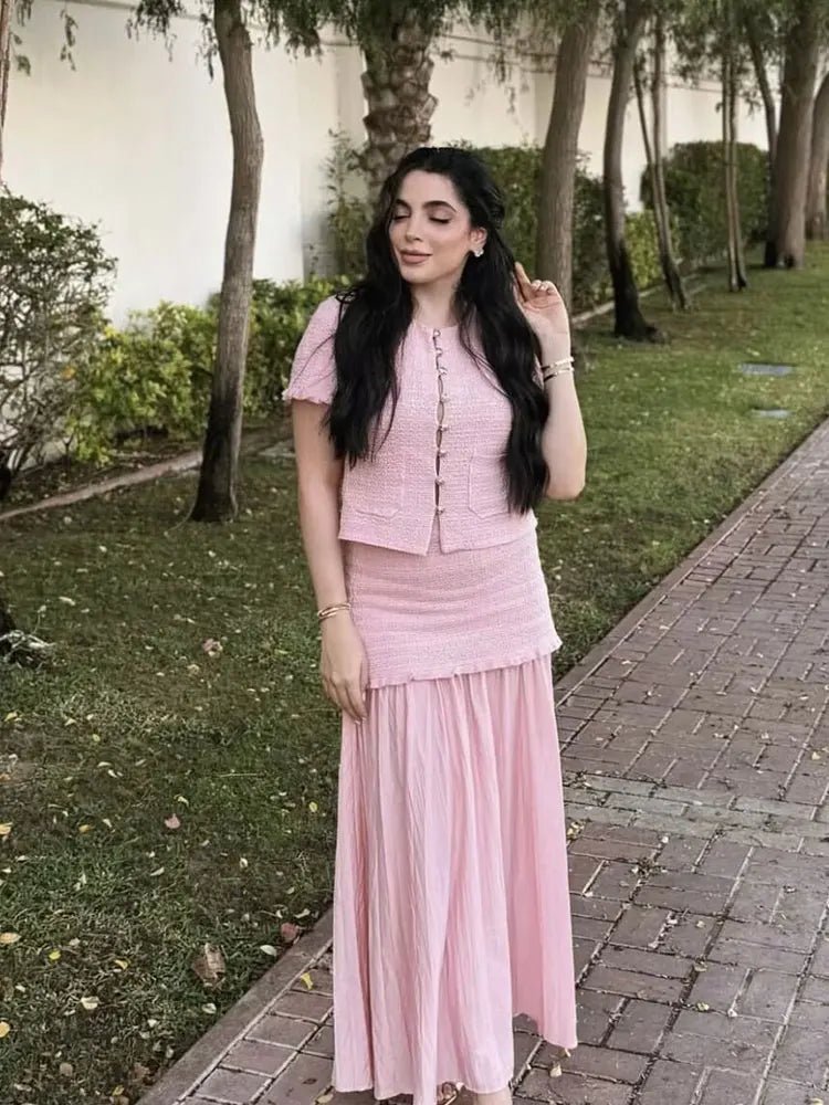 SOERA Beatrice Knitted Tank & Pleated Skirt Set - Matching Sets -  Pink Set S