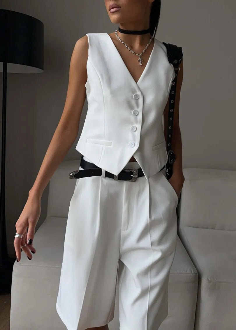 SOERA Bianca Tailored Vest & Bermuda Shorts Set - Matching Sets -  White L