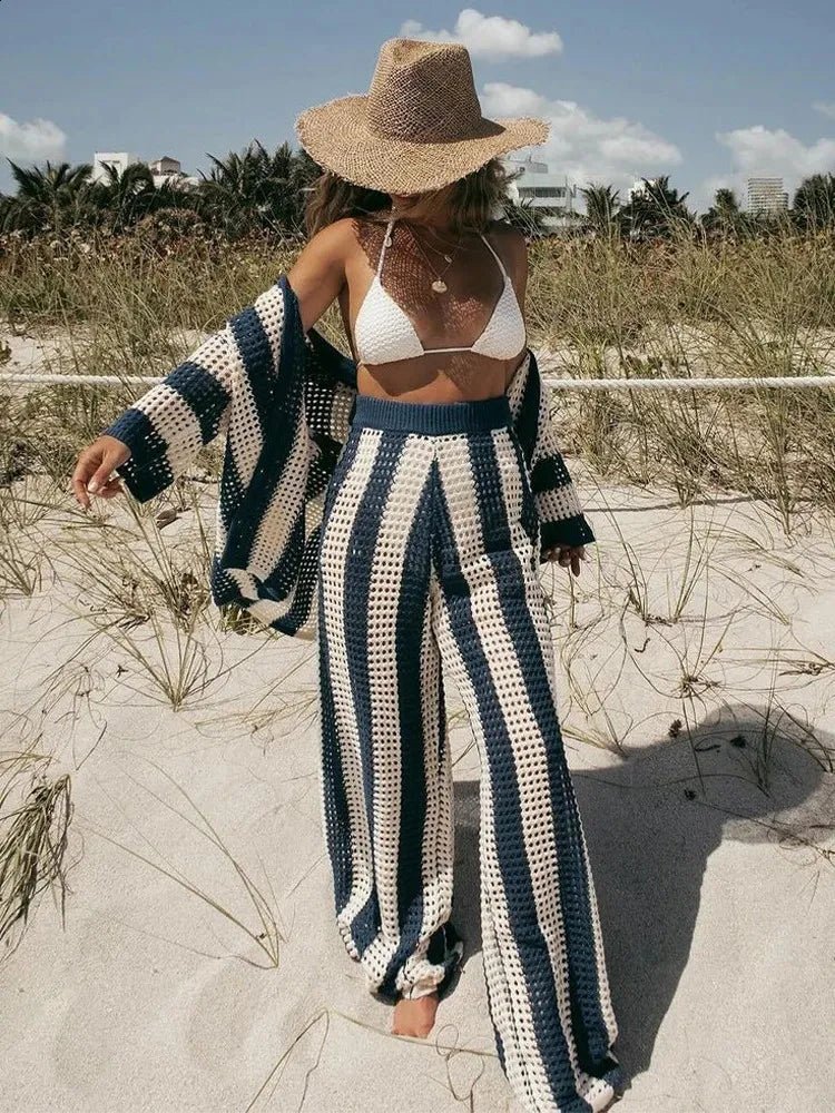 SOERA Carmen Striped Crochet Co-Ord Set - Matching Sets - SOERA-750403-XL-NAVY-11235 Navy XL