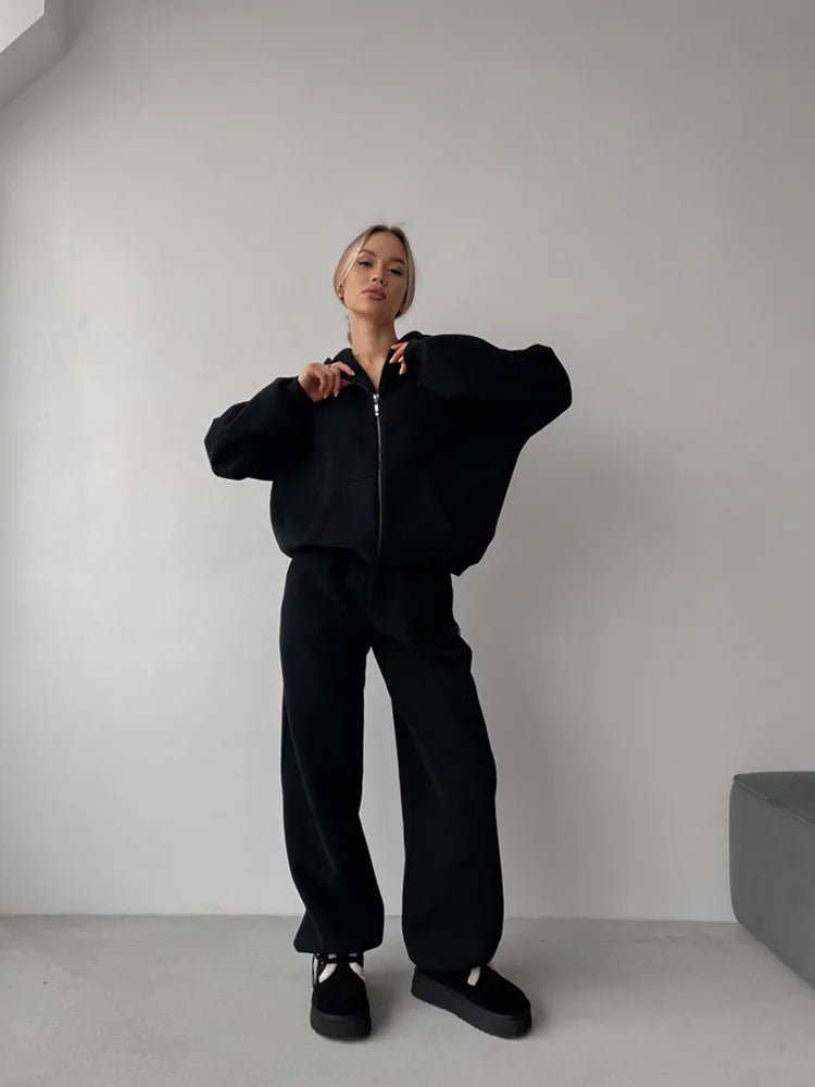 SOERA Cecilia Oversized Hoodie Track 2 Piece Set - Matching Sets -  Black S