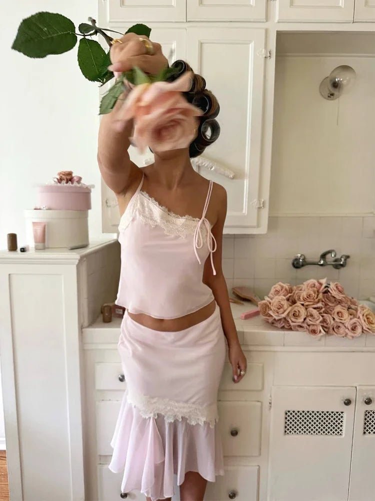 Anne set met topje en rok met kanten inzet