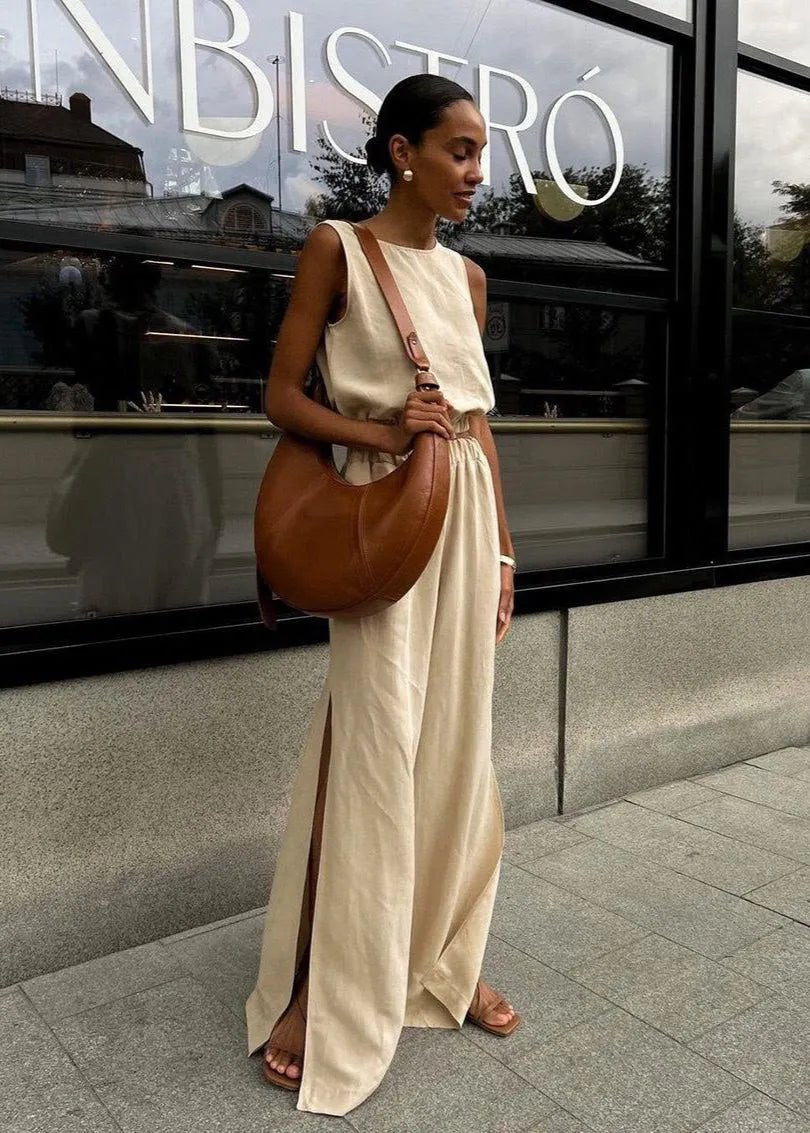 SOERA Celeste Wide-Leg Palazzo Set - Matching Sets -  Beige S