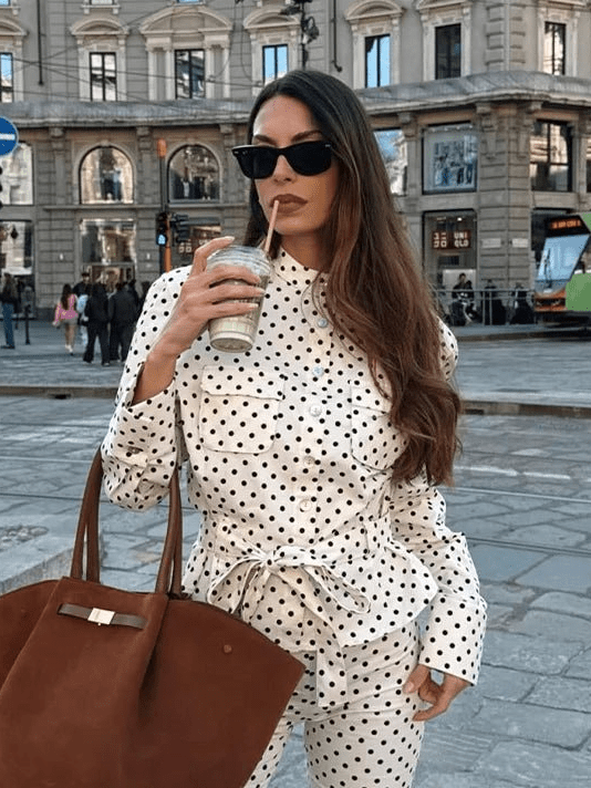 SOERA Cherry Polka Dot Jacket Capri Pants Set - Matching Sets - 1005011848112484-;ei1775031592084895869 Top XS