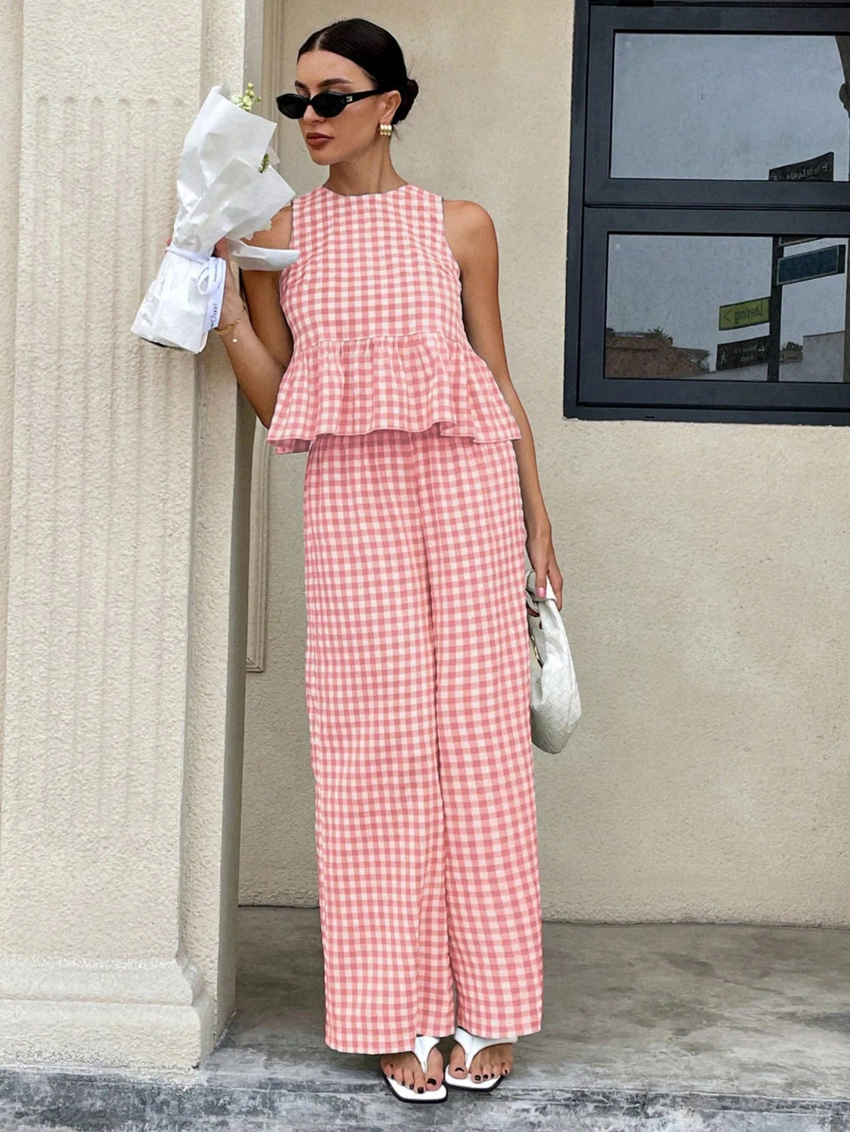 Mei Lattice Ruffled Tweedelig Set