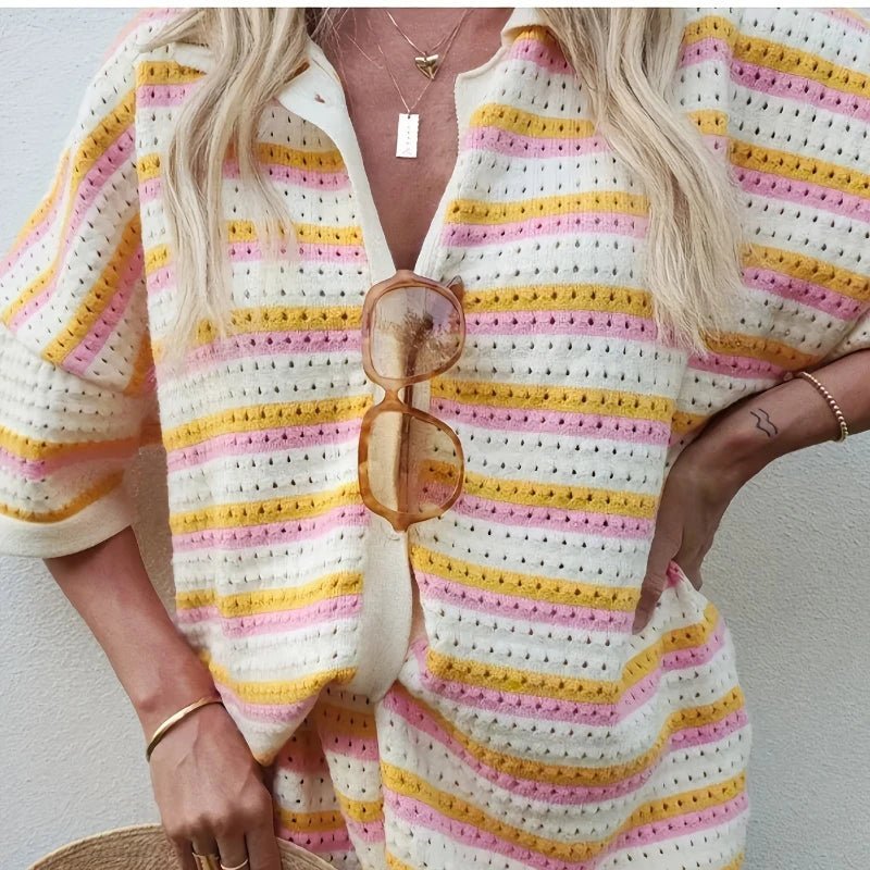 SOERA Neva Striped Knit Two-Piece Set - Matching Sets -  Mixed Color S
