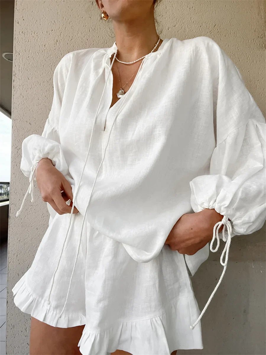 Sabrina set met roesjes shorts