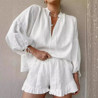 Sabrina set met roesjes shorts