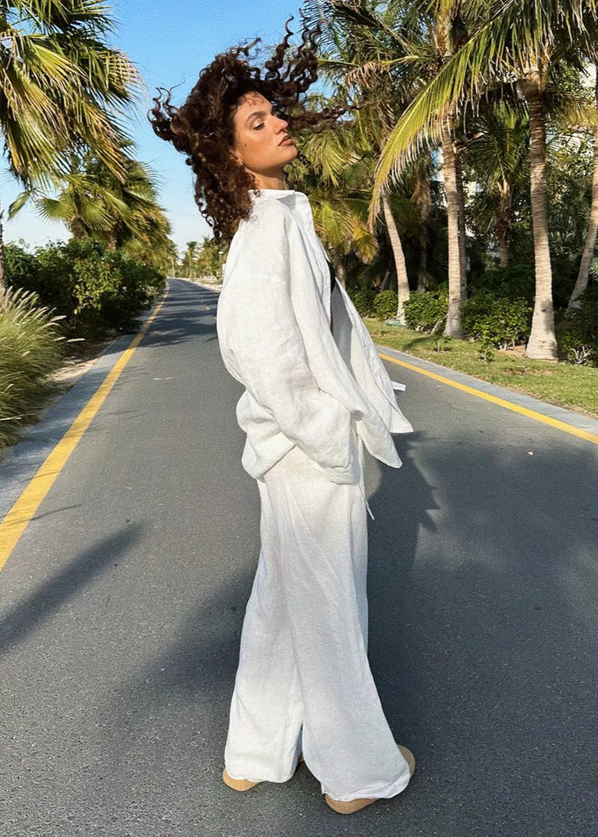 SOERA Sophia Cotton Shirt & Lounge Pants Set - Matching Sets -  Brown L