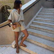 Denise gestreept shorts-set