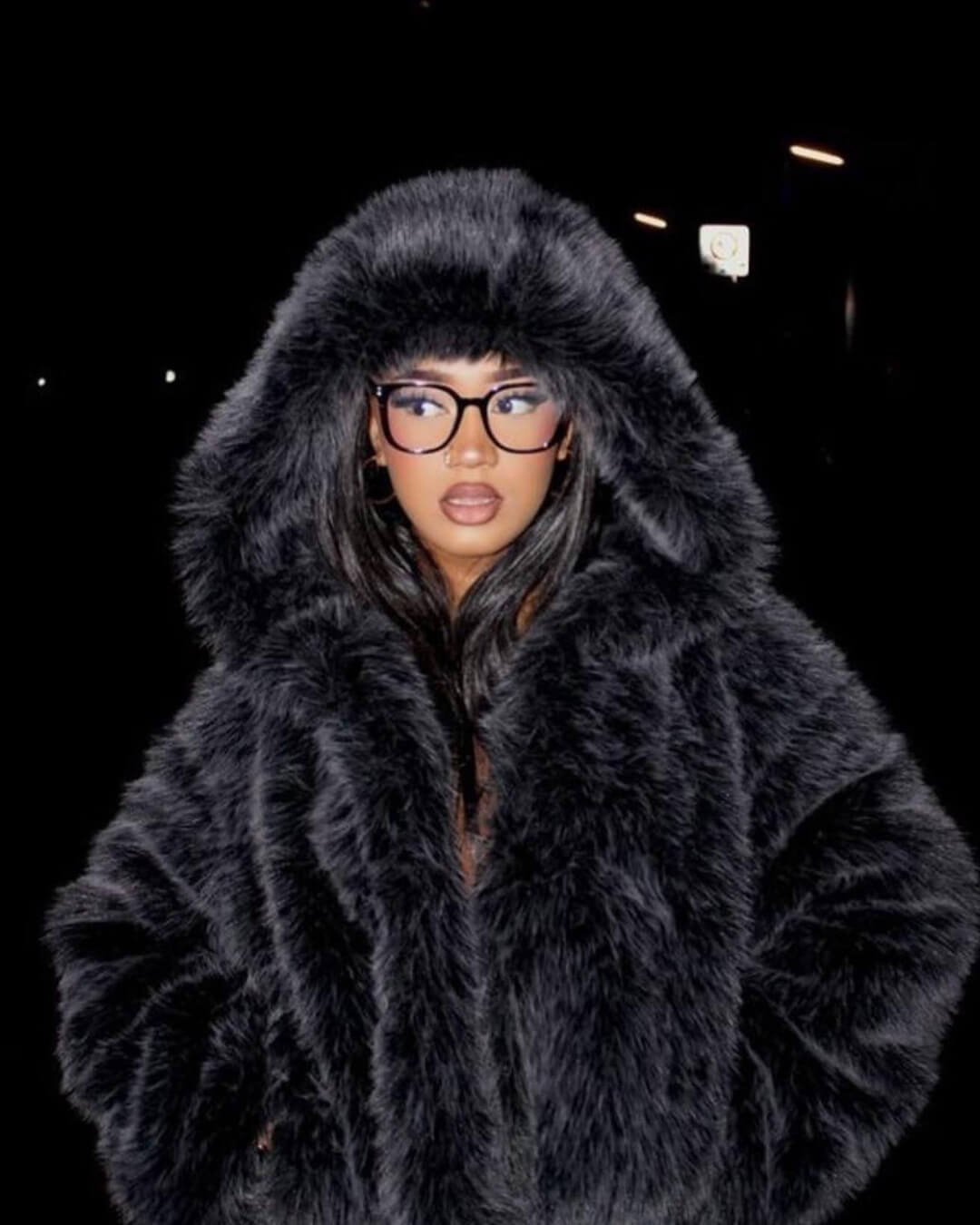 Nicki Hooded Faux Fur Coat