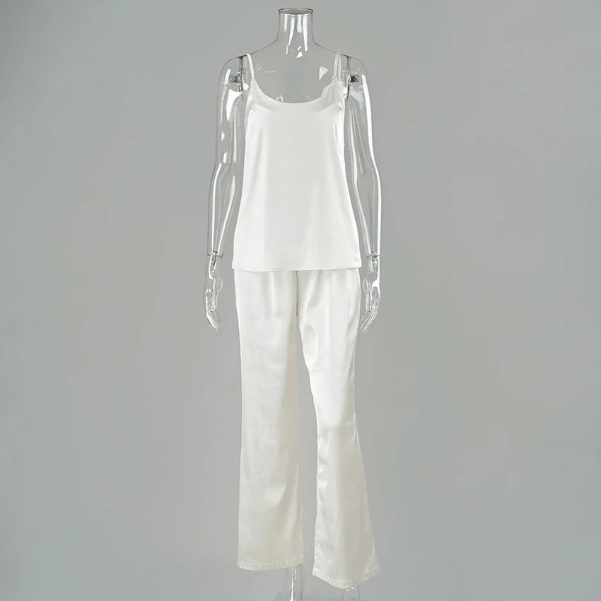 SOERA Sienna Champagne Satin Pajama Set - Pajama Set - SOERA-694467-BEI-L-97603 Beige Set L