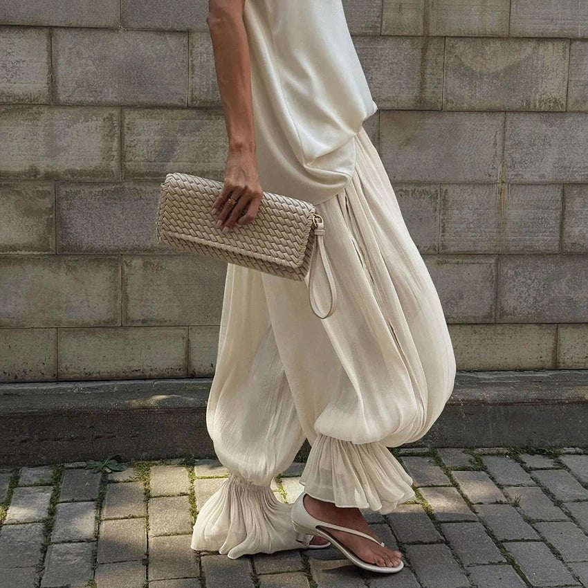 SOERA Beatrice Sheer Elastic Waist Flare Trousers - Pants -  L