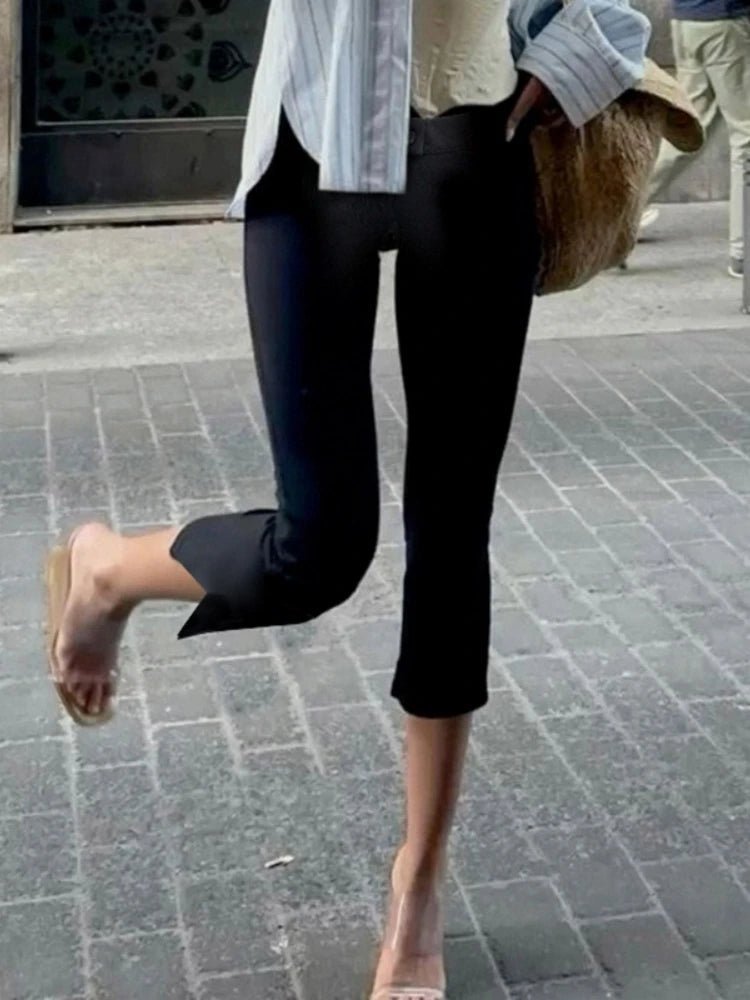 SOERA Juliette Black Capris Pants - Pants - 1005010009819776-;Jz1769140532409293415 S