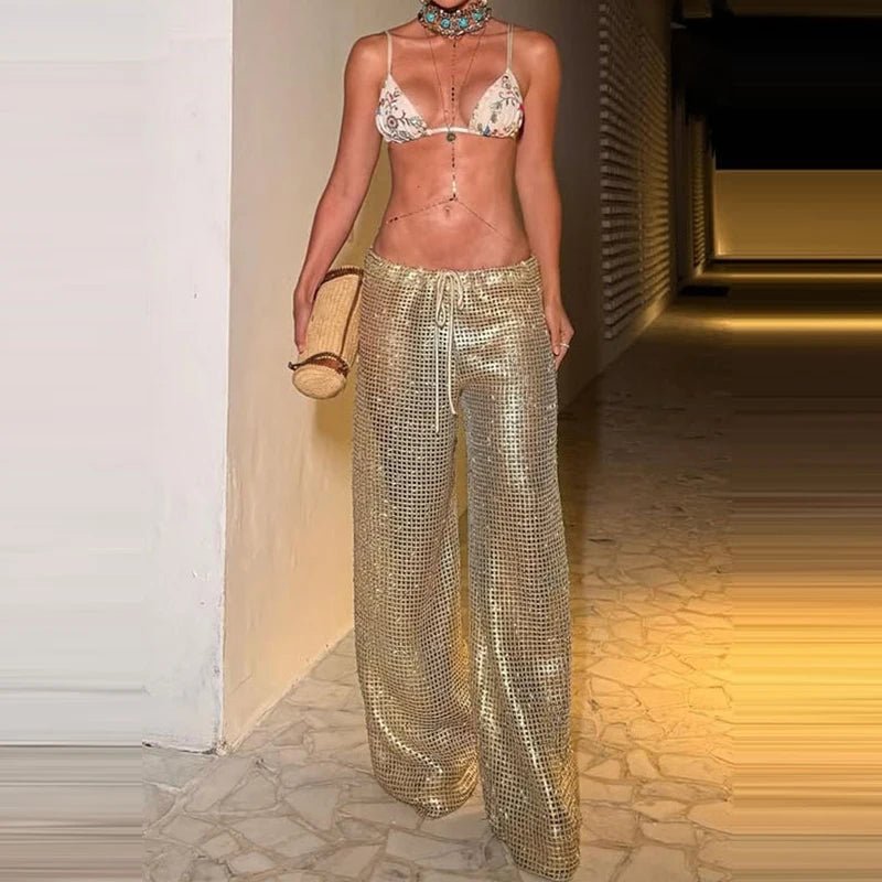 SOERA Margot Gold Drawstring Wide Leg Pants - Pants - SOERA-101187-DEF-OS-38403 S