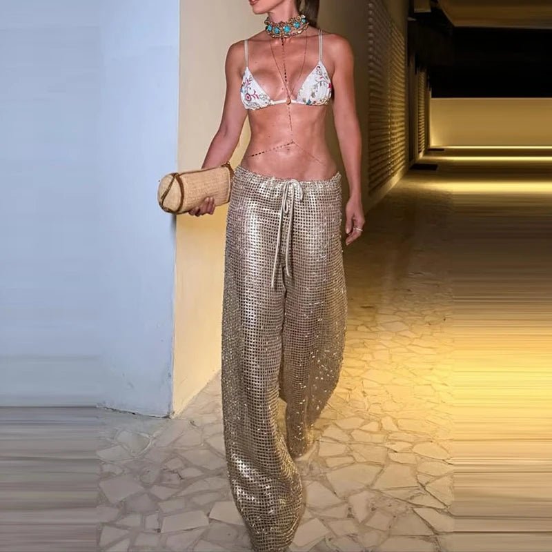 SOERA Margot Gold Drawstring Wide Leg Pants - Pants - SOERA-101187-DEF-OS-38405 L