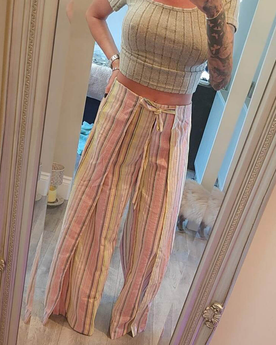 SOERA Sienna Vertical Stripe Trousers - Pants - SOERA-346371-DEF-OS-38980 Pink M