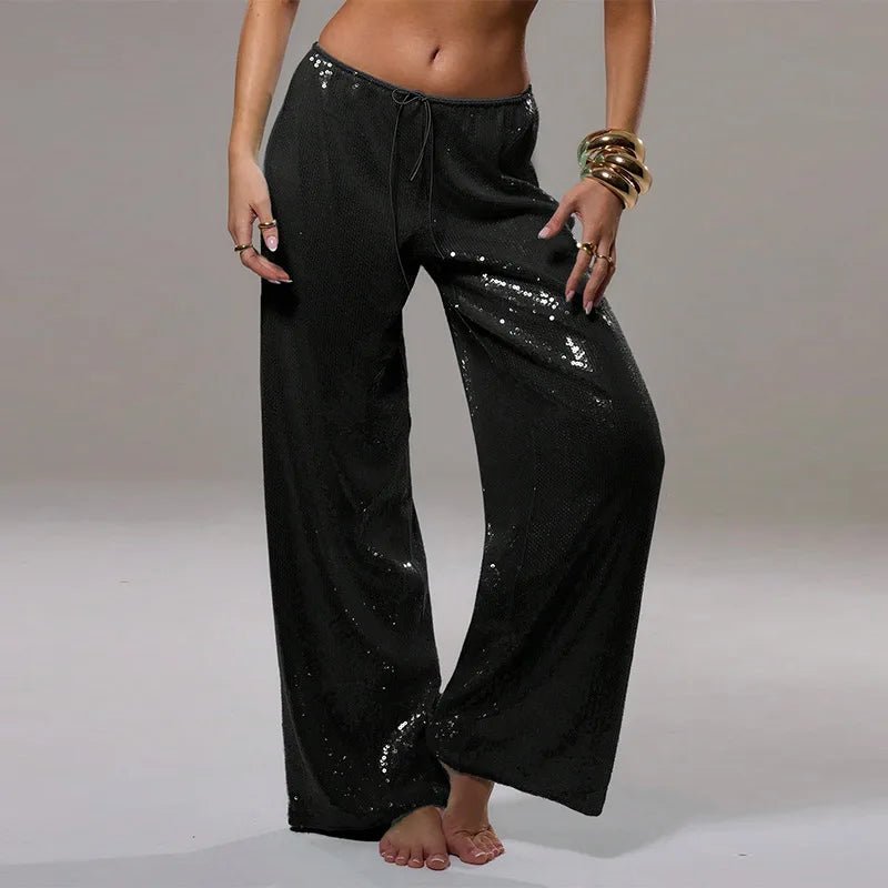 SOERA Sophia Sequin Wide-Leg Trousers - Pants - SOERA-780163-BLA-S-98019 Black S