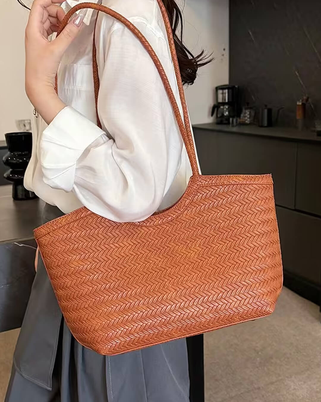 Sac Rica tressé en similicuir