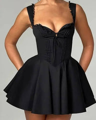Rosa Lace-Up Back Mini Dress