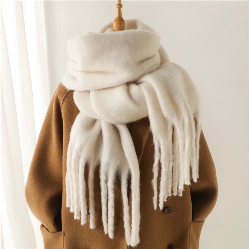SOERA Tanya Tasseled Winter Scarf - Scarf - 1005009466241802-;DN1764703454509391279 Gray
