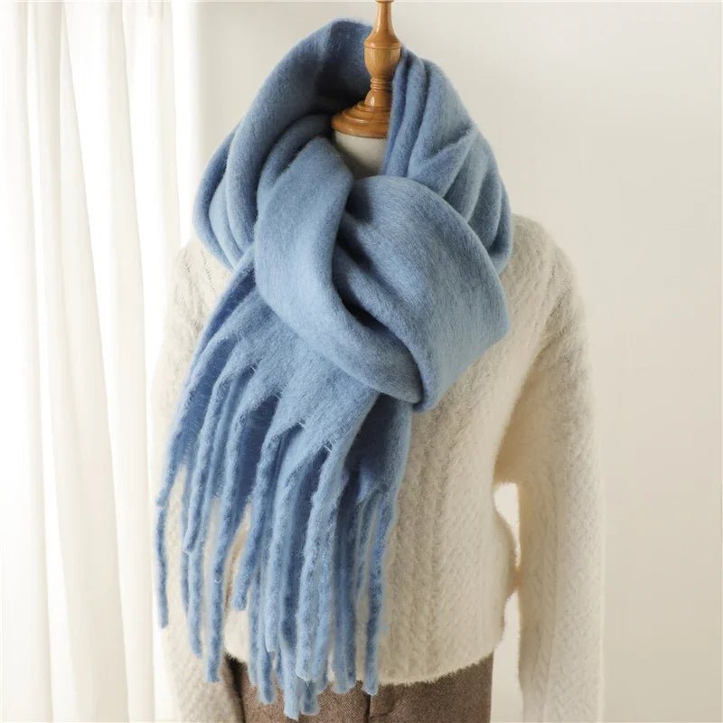 SOERA Tanya Tasseled Winter Scarf - Scarf - 1005009466241802-;LY1764703454508751606 Black