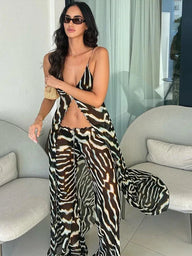 Marina zebraprint chiffon co-ord set