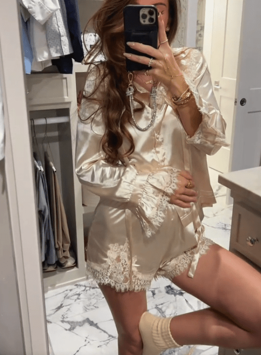 SOERA Laurie Satin Lace Trim Lounge Set - Sets - 1005010153003227-;oI1775063642887668112 Champagne M