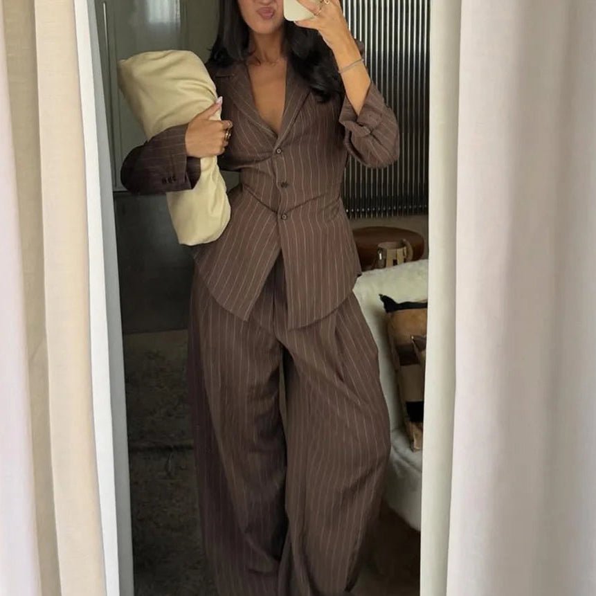 SOERA Melanie Pinstripe Pant Suit - Sets - 1005010003509570-;lM1770053337241750893 Pants M
