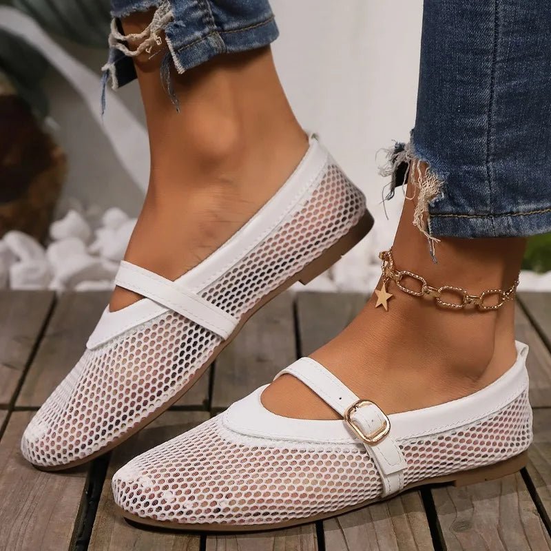 SOERA Hermione Mesh Mary Jane Ballet Flats - Shoes -  Black 35