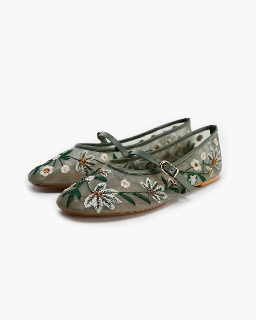 SOERA Leah Embroidered Ballet Flats - Shoes - 1005009264990682-;Wl1769140528527351650 Green 35